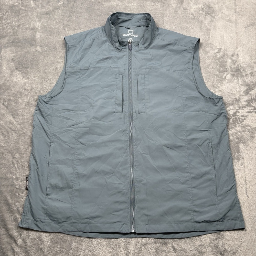 SCOTTeVEST TEC Travel Vest Men's XXL Blue Multi Pocket Utility Techwear Full Zip